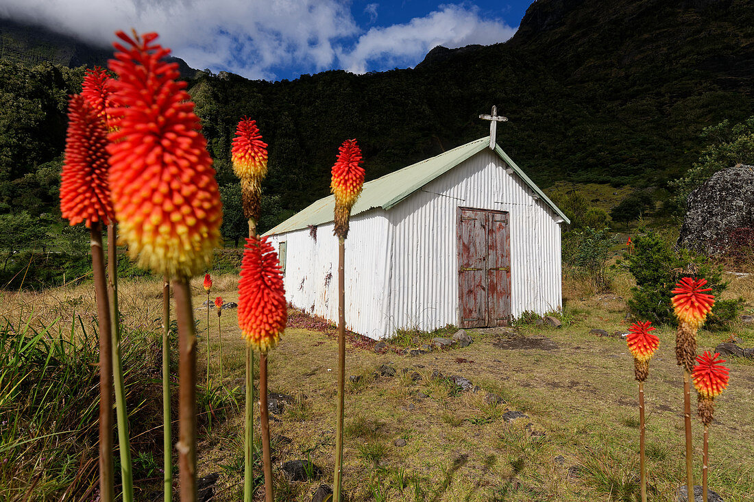 Die Kirche von Marla, Mafate, La Réunion, Frankreich