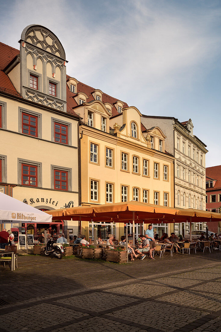 Cafes and restaurants on the market square, Naumburg an der Saale, Saxony-Anhalt, Germany, Europe