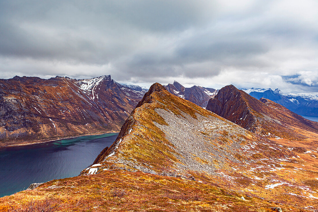 On the Husfjellet mountain on Senja island, Norway