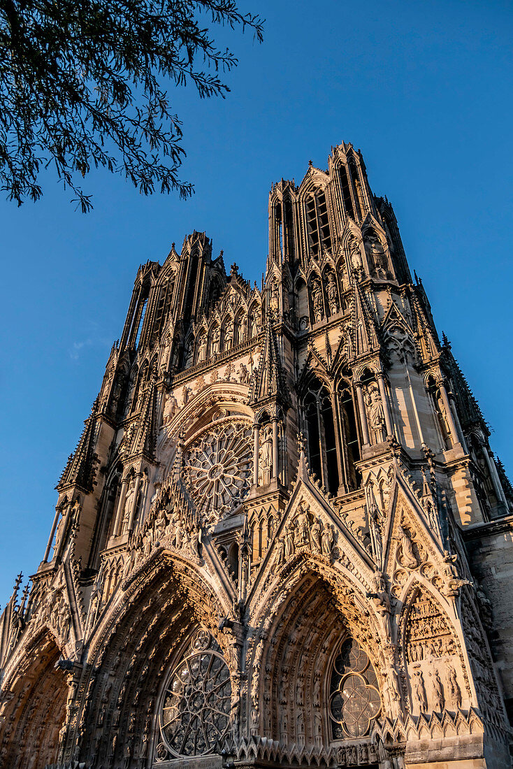 Kathedrale Notre-Dame, Westfassade, UNESCO-Weltkulturerbe, Reims, Champagne, Frankreich