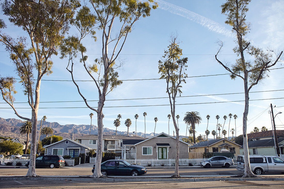 Apartment buildings in Carpinteria, Santa Barbara, California, USA.