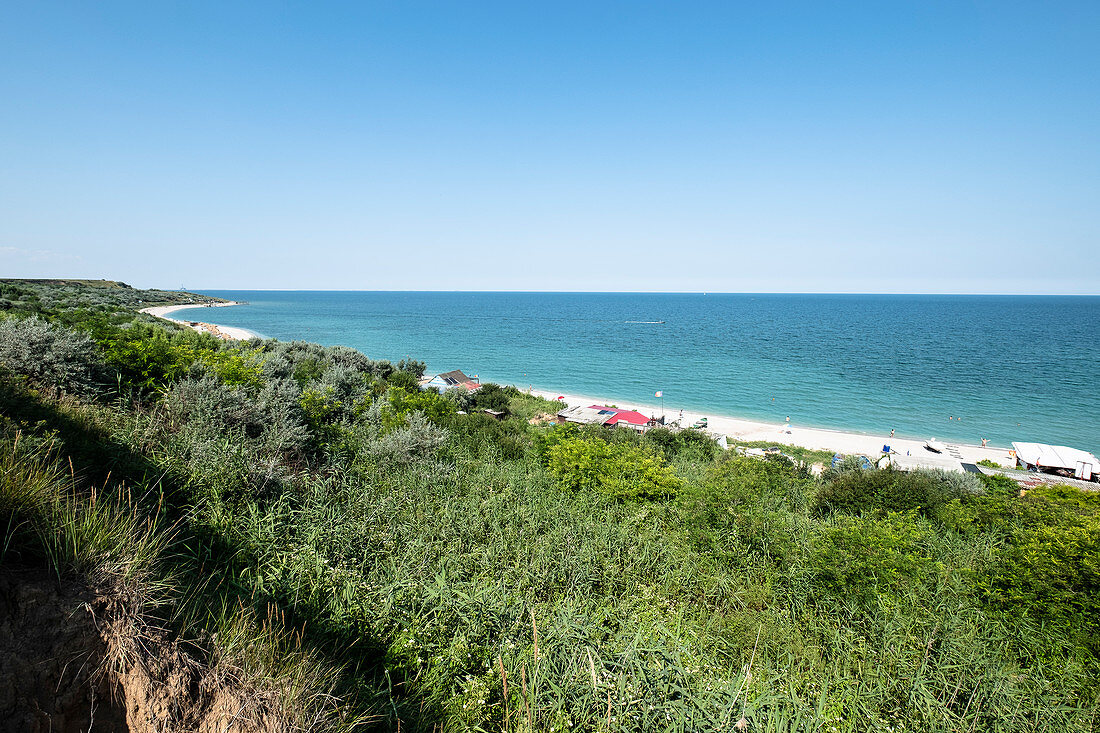 Strand an der Schwarzmeerküste, Tuzla, Constanta, Rumänien.