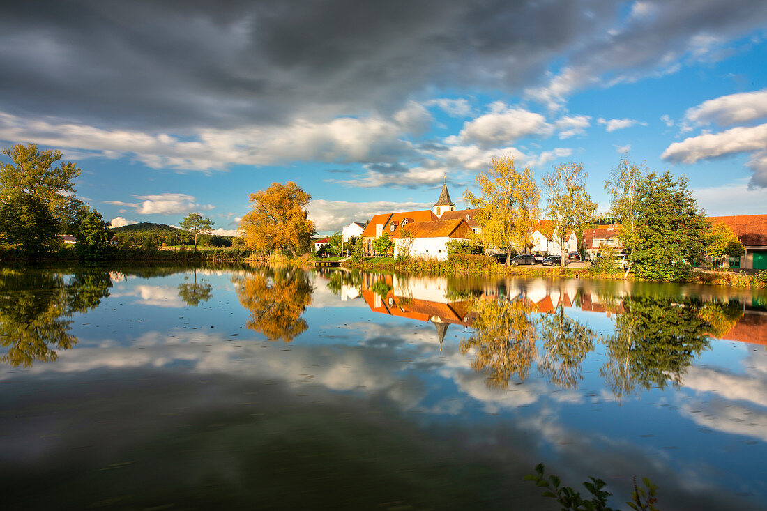 Am Karpfenweiher bei Birklingen, Iphofen, Kitzingen, Unterfranken, Franken, Bayern, Deutschland, Europa