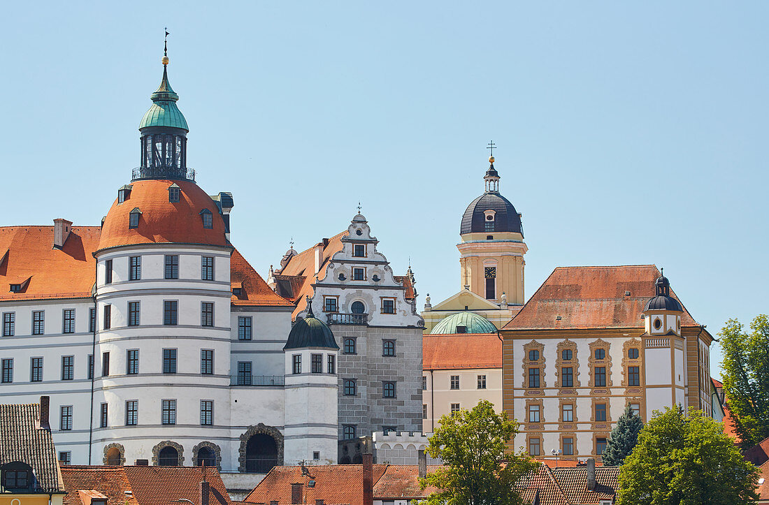 Castle and castle church in Neuburg an der Donau, Bavaria, Germany, Europe