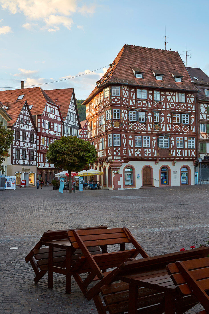 Half-timbered houses in the old town of Mosbach, Baden-Wuerttemberg, Germany, Europe