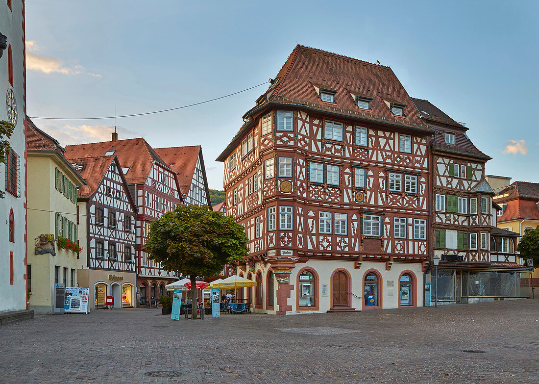 Half-timbered houses in the old town of Mosbach, Baden-Wuerttemberg, Germany, Europe