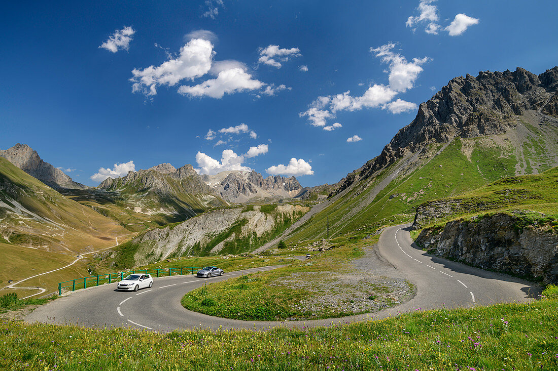 Pass road of Col du Galibier, Col du Galibier, Hautes-Alpes, Savoie, France