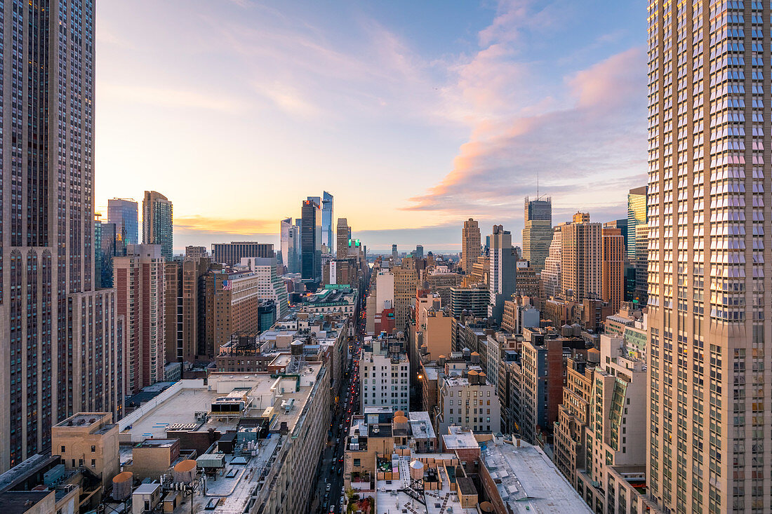 High view of Manhattan Midtown, New York City.