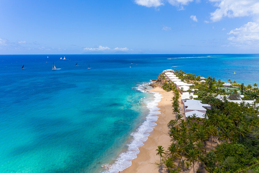 Paradiesstrand bei Morris Bay, tropische Karibikinsel Antigua