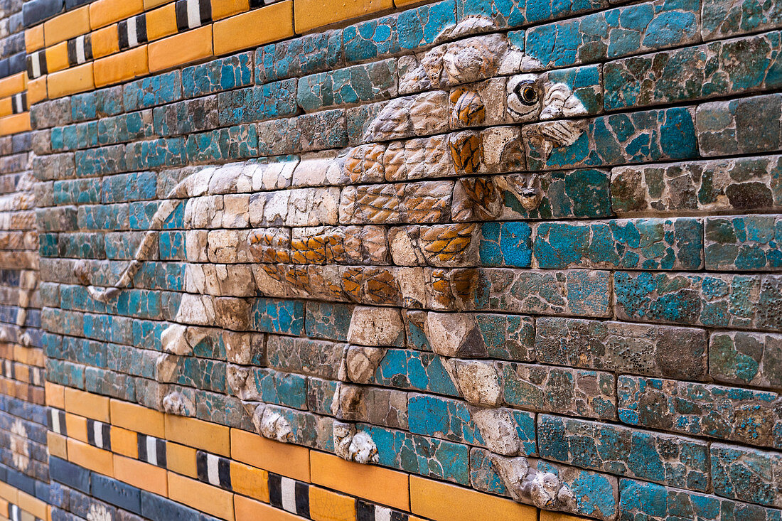 Lion from the Processional Way, Ishtar Gate, Pergamon Museum, Museum Island, Berlin, Germany, Europe, West Europe