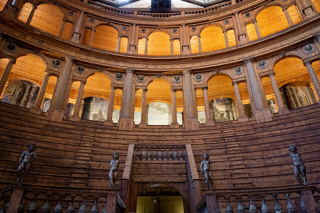 Teatro Farnese (Farnese Theatre) within the building complex of Palazzo della Pilotta, Parma, Emilia Romagna, Italy, Europe.