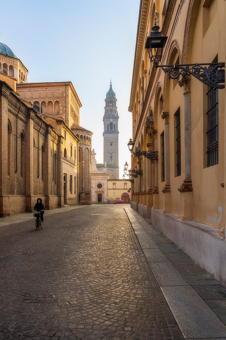 The bell tower of Church of Saint John the Evangelist (San Giovanni Evangelista). Parma, Emilia Romagna, Italy, Europe.