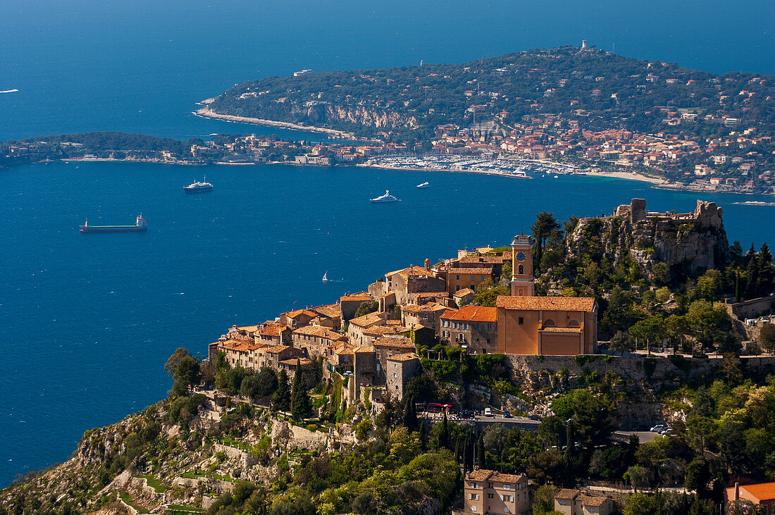 Eze-Village and Cap Ferrat, Cote d'Azur, France.