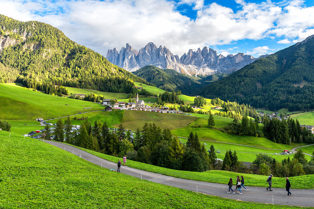 Santa Magdalena in Funes Valley. Europe, Italy, South Tyrol, Santa Magdalena, Bolzano province.