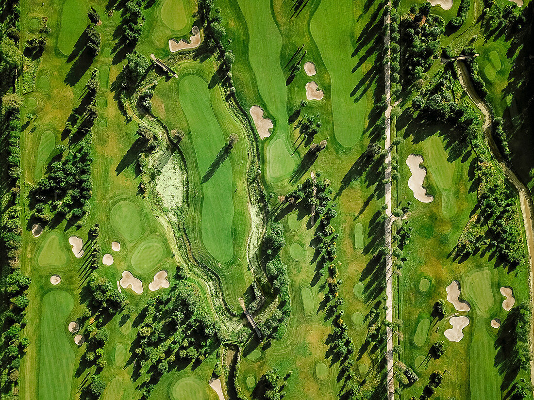 Luftaufnahme des Golfplatzes, Prato, Italien