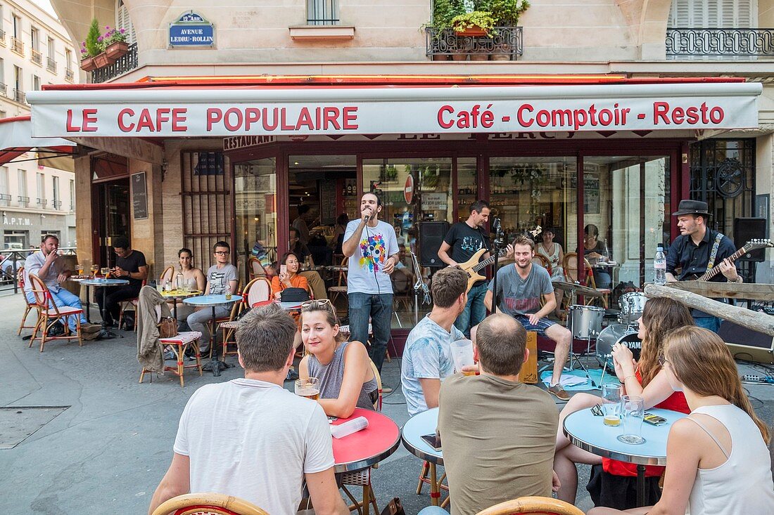 France, Paris, Fete de la Musique, concert at the Cafe Populaire in the 12th century