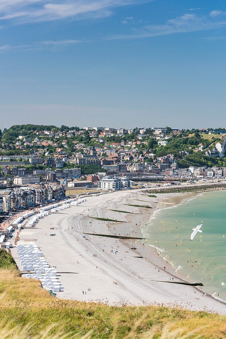 France, Somme, Mers-les-Bains, searesort on the shores of the Channel, Le Treport in the background