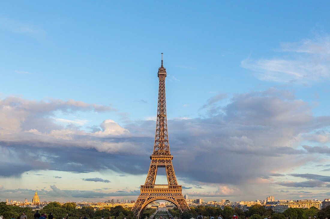 France, Paris, area listed as World Heritage by UNESCO, Trocadero, Human Rights Square and the Eiffel Tower