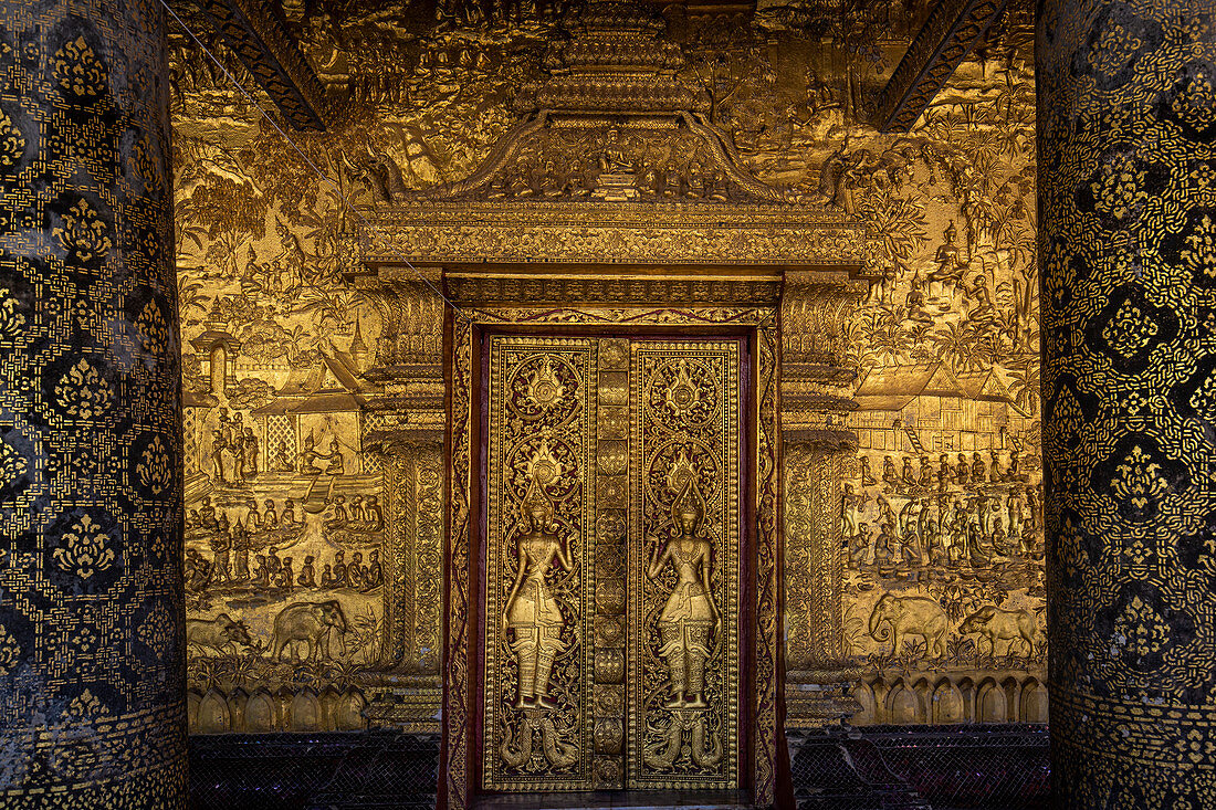 Fassade des Wat Mai Tempels in Luang Prabang, Laos, Asien