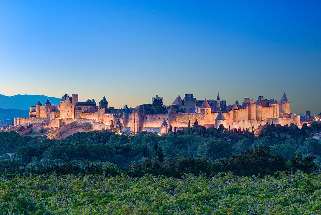 France, Aude, Carcassonne, medieval city of Carcassonne listed as World Heritage by UNESCO