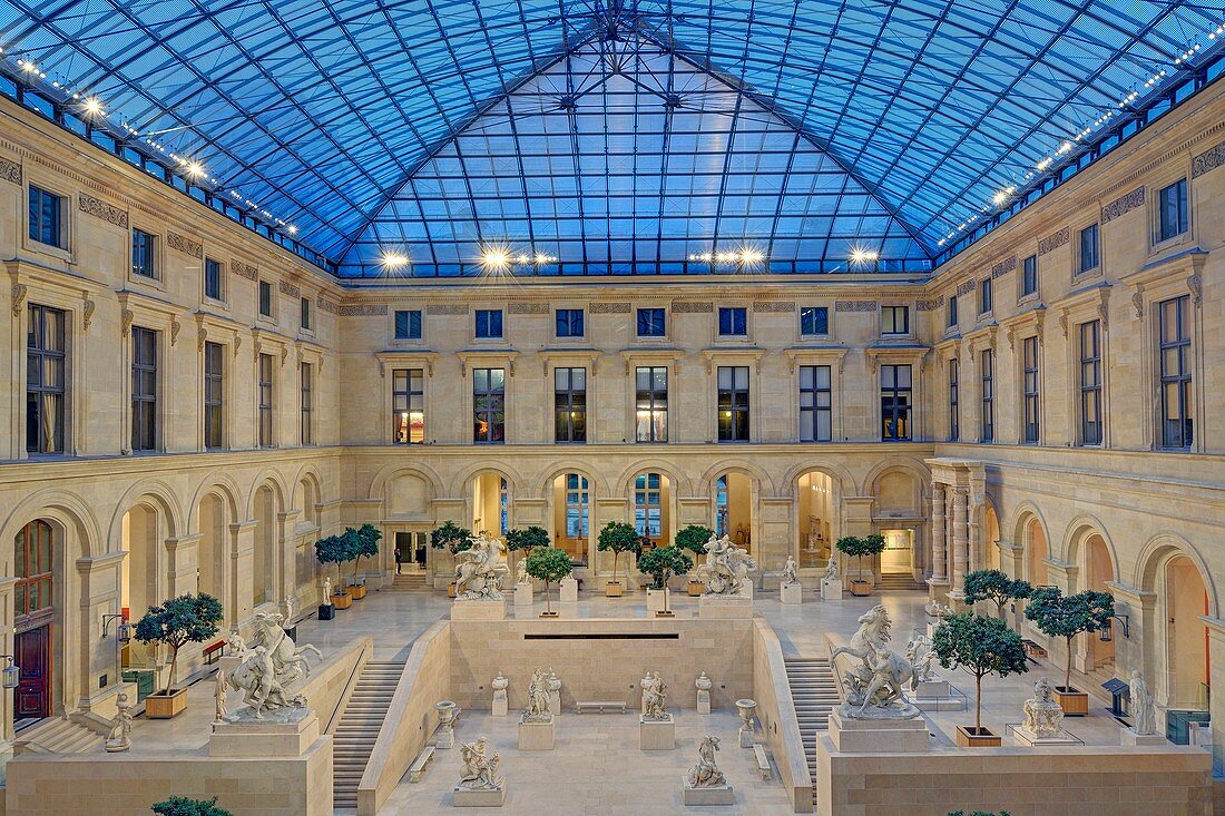 France, Paris, area listed as World Heritage by UNESCO, Louvre museum, Marly courtyard