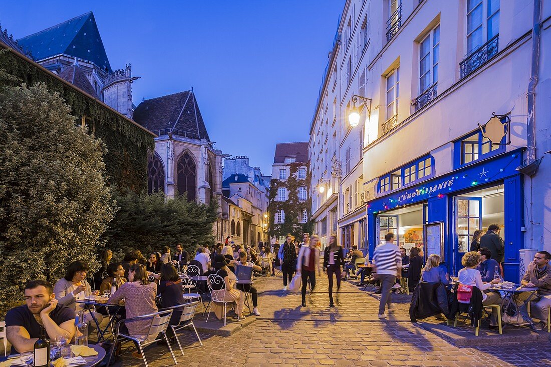 France, Paris, street Des Barres with a view of the church Saint Gervais Saint Protais of Paris