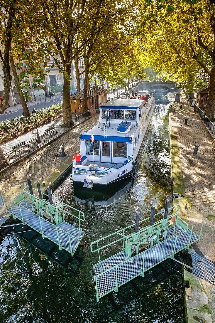 Frankreich, Paris, Saint-Martin-Kanal, die Recollets-Schleusen