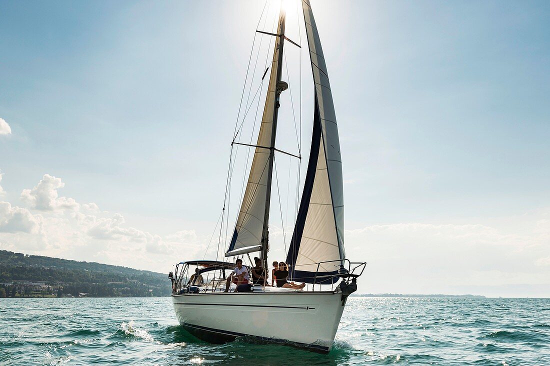 France, Haute Savoie, Evian les Bains, Lake Geneva, sail cruise