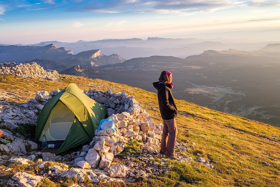 France, Isere, Vercors Regional Natural Park, National Nature Reserve of the Vercors Highlands, bivouac at the top of Grand Veymont (alt : 2341 m), highest point of the Vercors massif ()