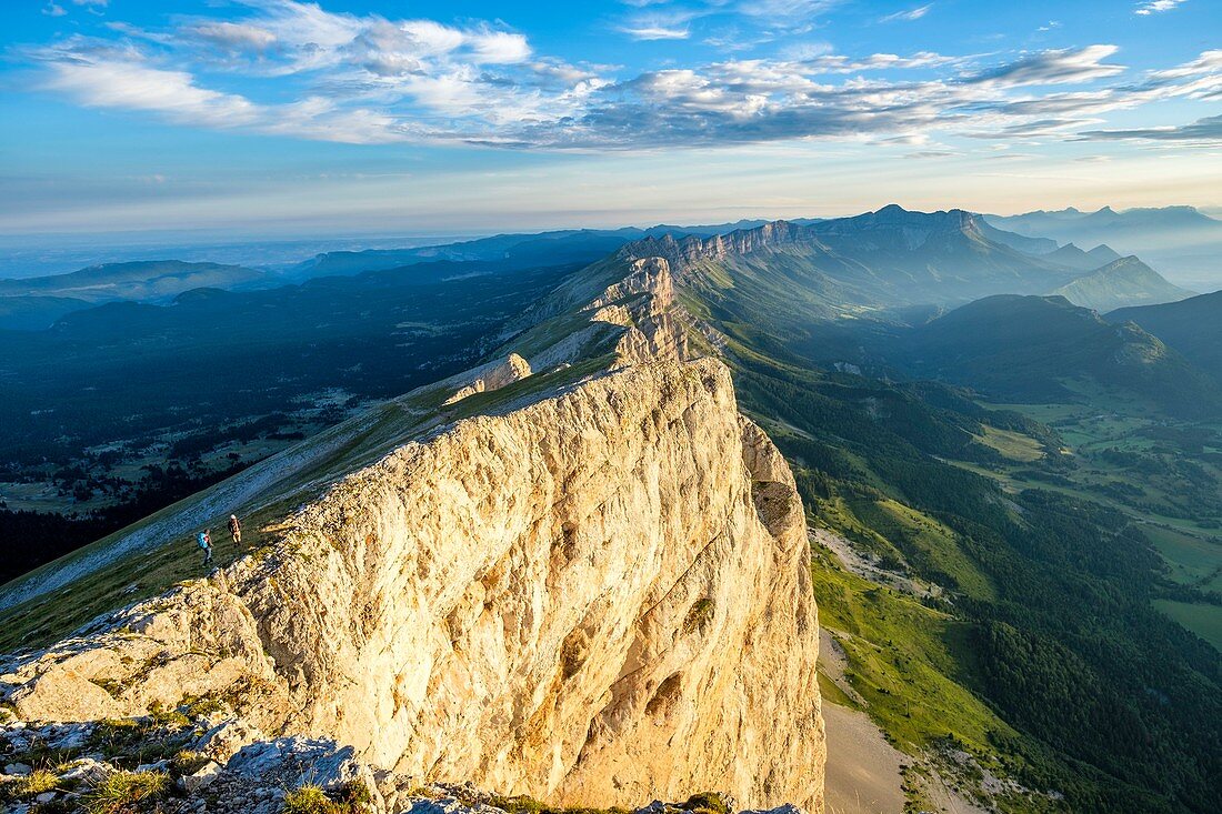 France, Isere, Vercors Regional Natural Park, National Nature Reserve of the Vercors Highlands, the Vercors ridges seen from the top of Grand Veymont (alt : 2341 m), highest point of the Vercors massif