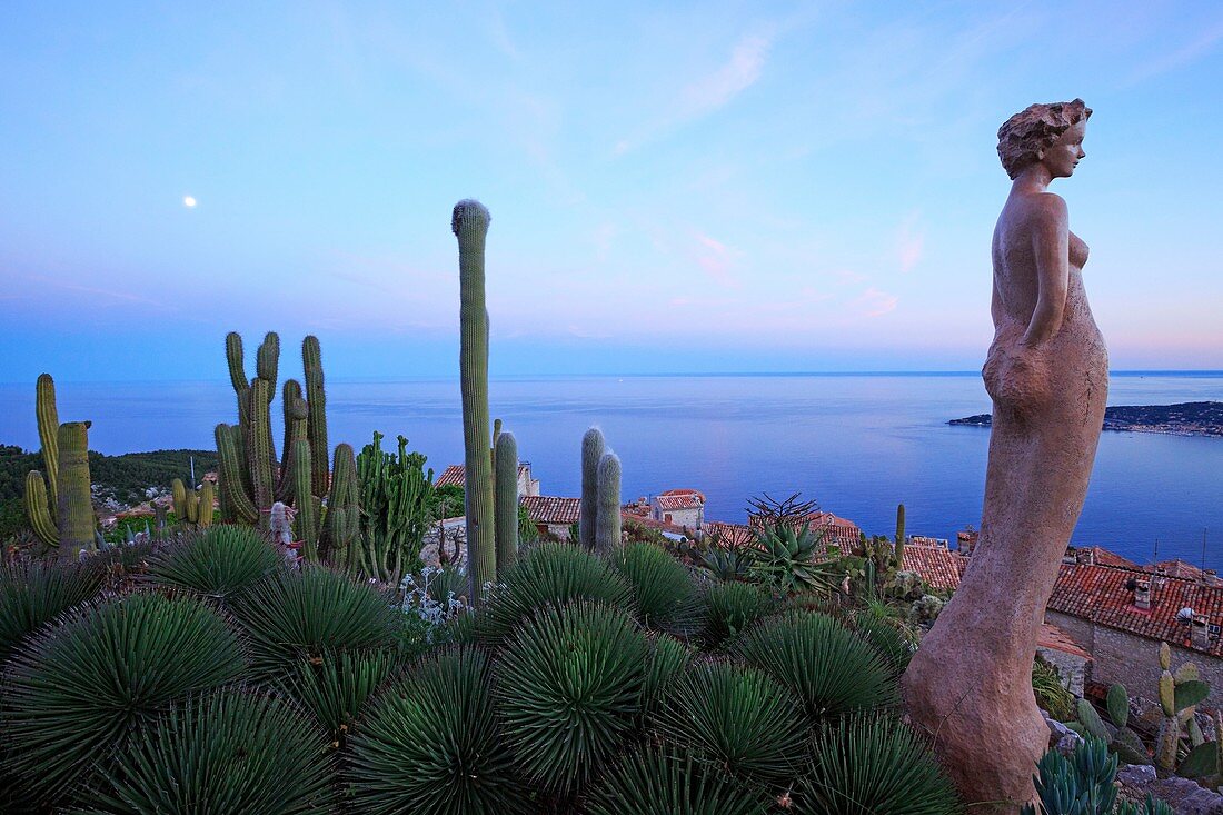France, Alpes Maritimes, Eze, Jardin Exotique, listed as Outstanding Garden, Jean-Philippe Richard sculpture