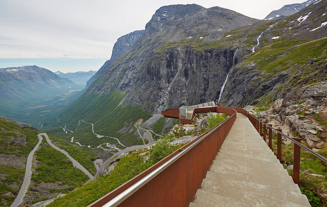 Path to the Utsikten viewing platform at Trollstigen, Andalsnes, Moere og Romsdal, Norway, Europe