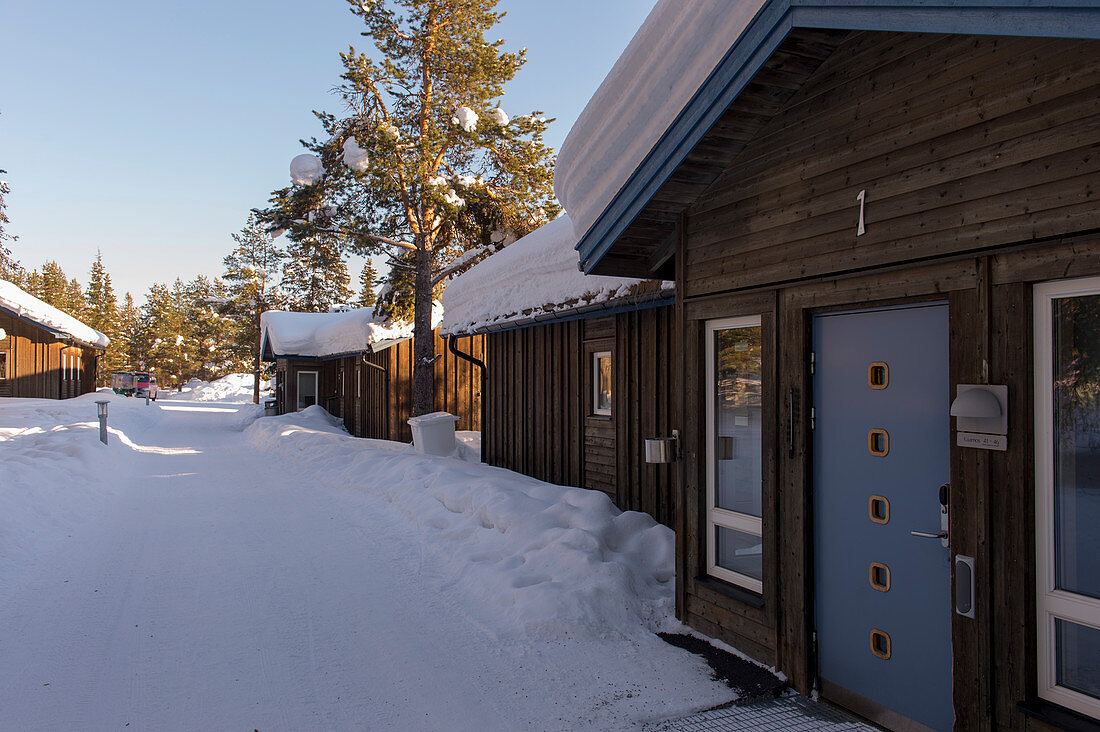 Hütten im Eishotel in Jukkasjarvi bei Kiruna im schwedischen Lappland; Nordschweden.