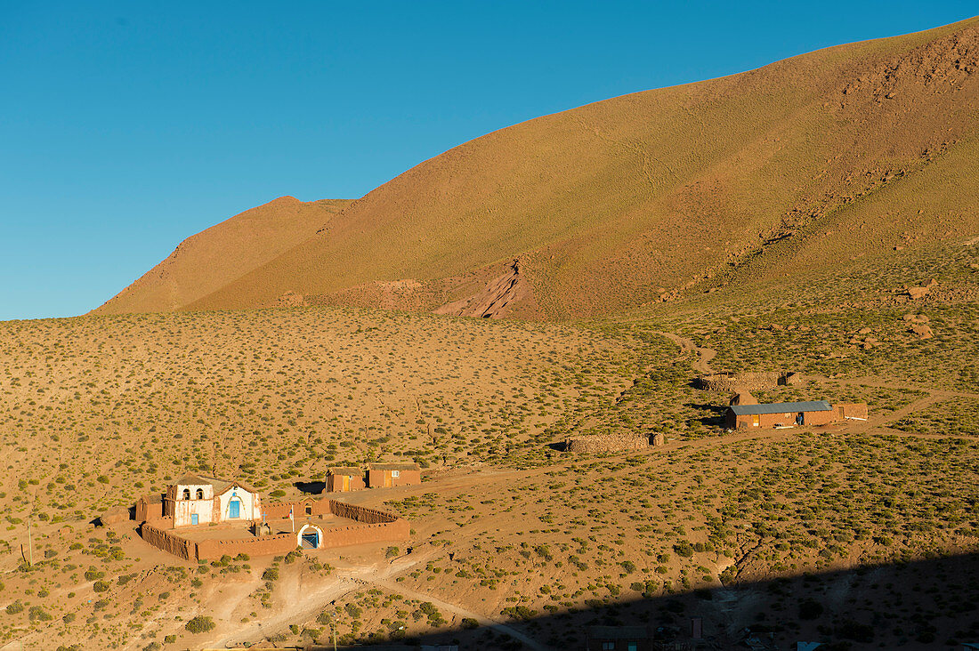 Blick auf das Dorf Machuca bei San Pedro de Atacama in der Atacama-Wüste, Nordchile.