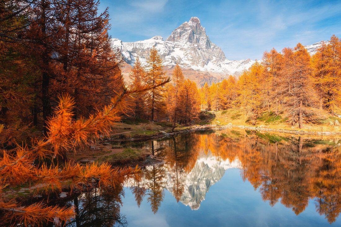 Herbst am Blu See, Cervinia, Valtournenche, Provinz Aosta, Aostatal, Italien, Europa