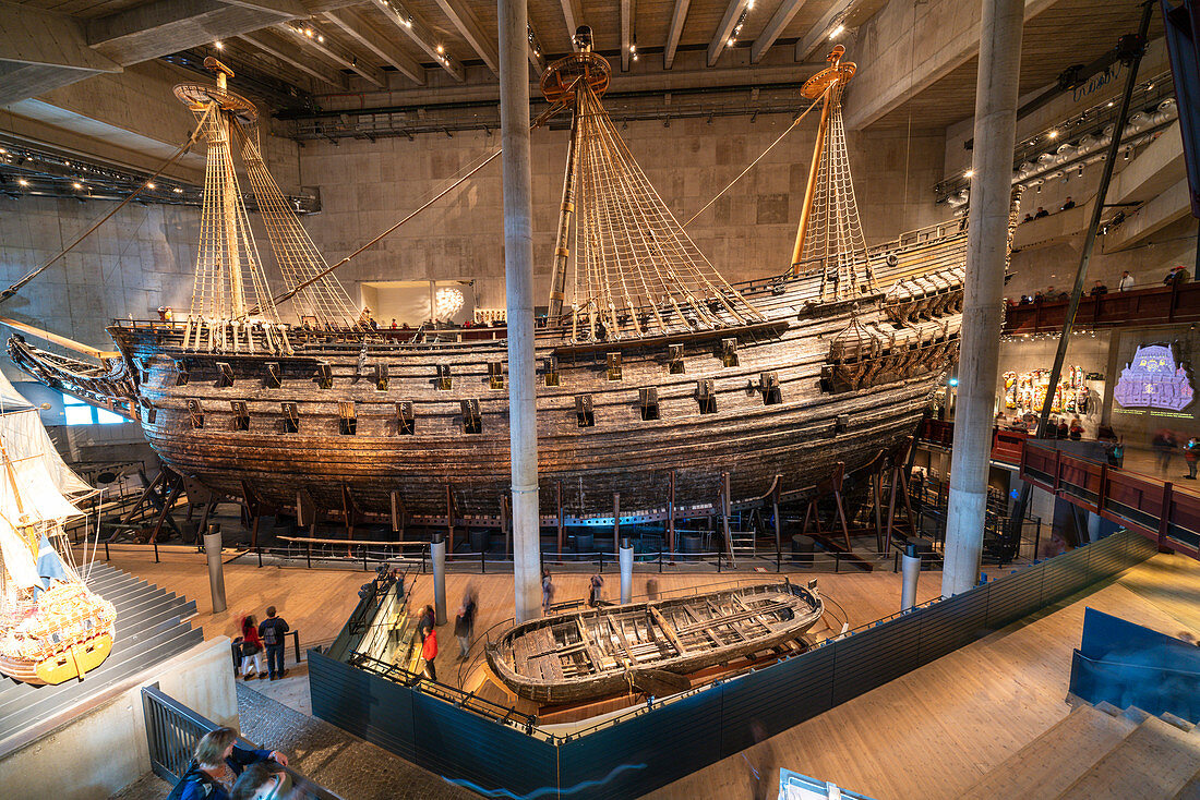 Das schwedische Kriegsschiff Vasa im Vasamuseet (Vasa Museum) in Stockholm, Schweden