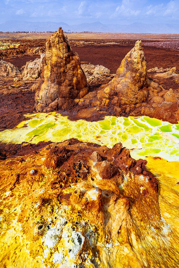 Heiße Quellen der Schwefelsäure, Dallol, Danakil Depression, Afar Region, Äthiopien, Afrika