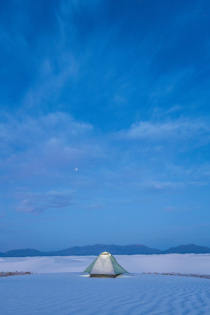 Einsames Zelt, White Sands National Monument, New Mexico, USA