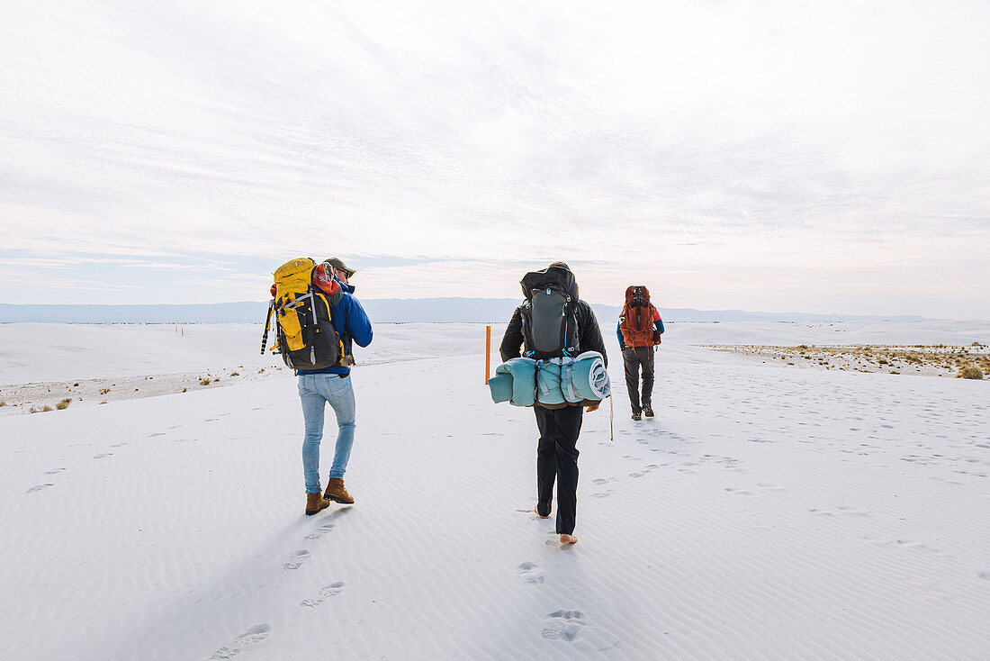 Hikers on White Sands National Monument,New Mexico,US