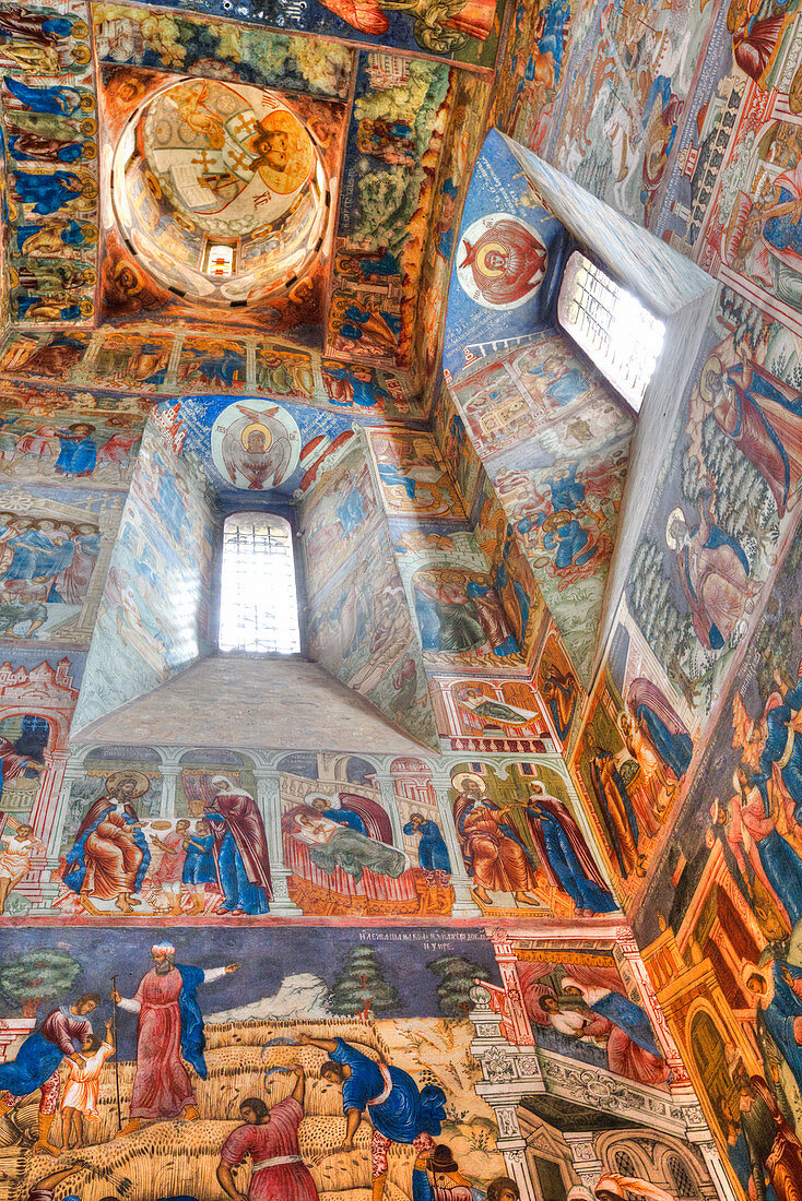 Frescoes, Elijah the Prophet Church, UNESCO World Heritage Site, Yaroslavl, Yaroslavl Oblast, Russia, Europe