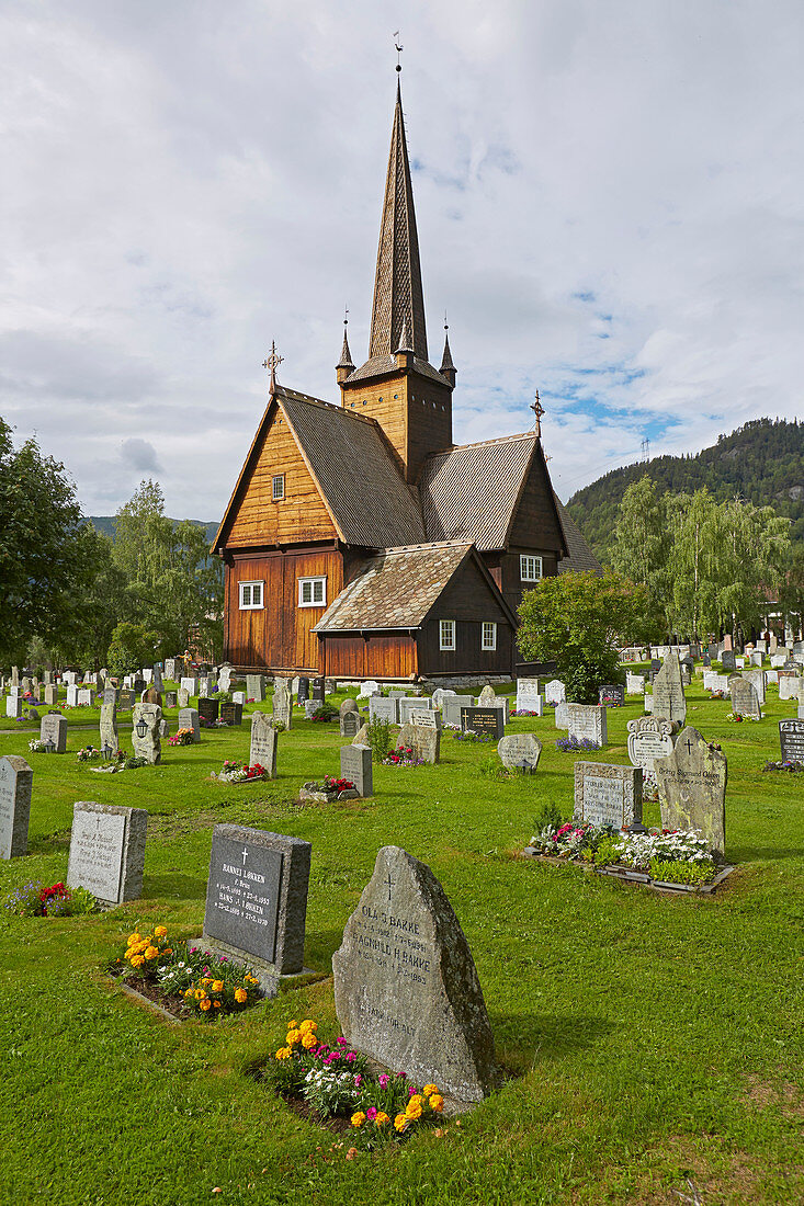 Stabkirche Vaga, Stavkyrkje Vaga, Vagakyrkja, Vagamo, Oppland, Norwegen, Europa