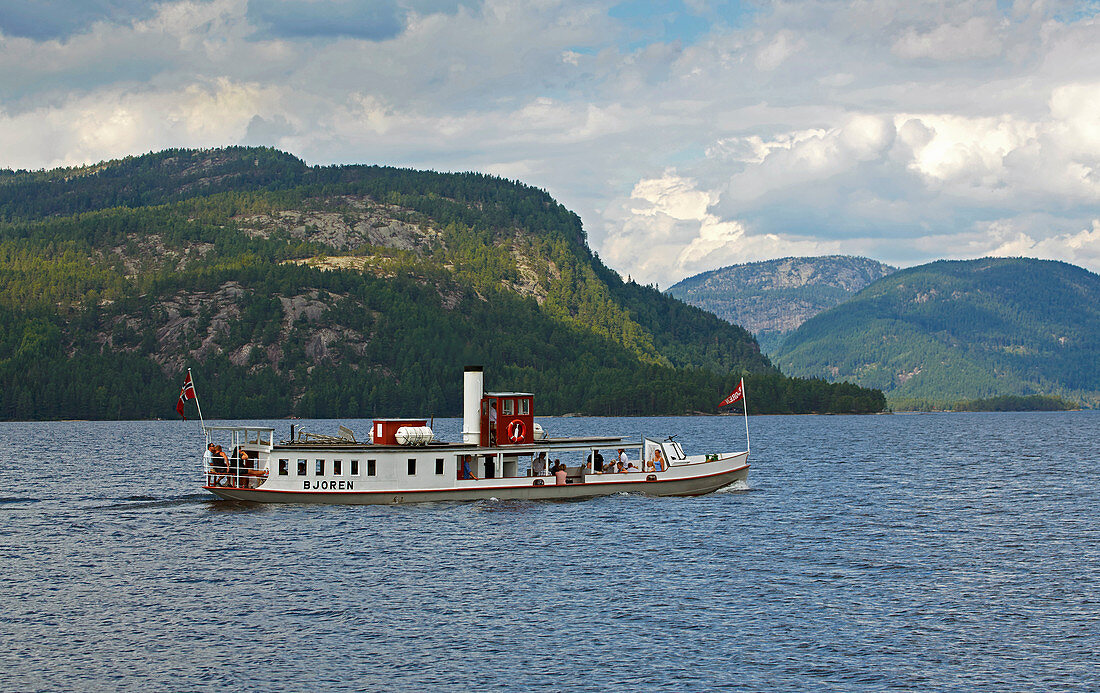 Steam-ship Björen on the Byglandsfjorden, Bygland, Setesdalen, Aust-Agder, Norway, Europe