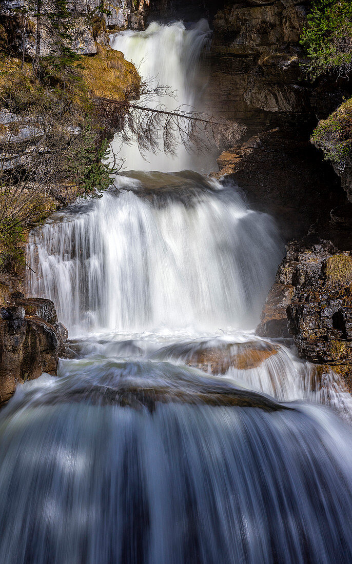 At the Kuhflucht waterfalls, Farchant, Upper Bavaria, Bavaria, Germany