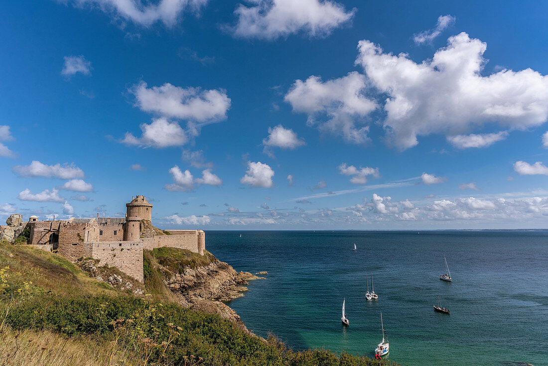 Fort La Latte rock castle, Chateau de la Roche Goyon, Cap Frehel, Emerald Coast, Brittany, France