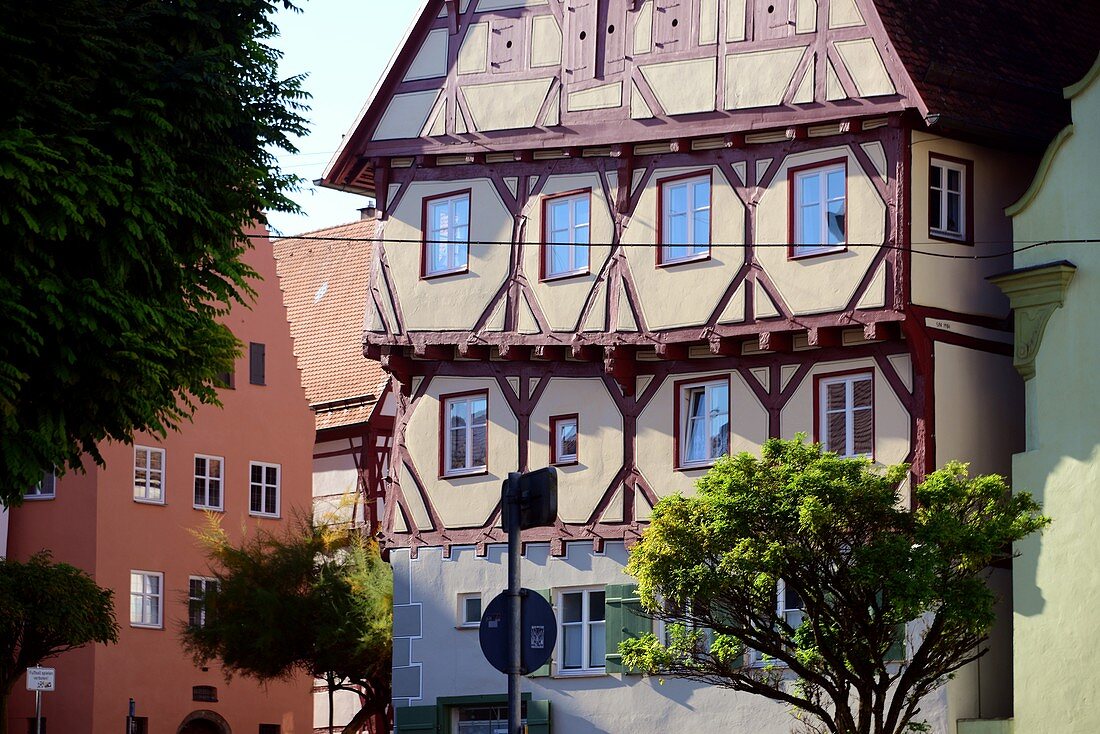Fachwerk in der Altstadt von Nördlingen, Schwaben, Bayern, Deutschland