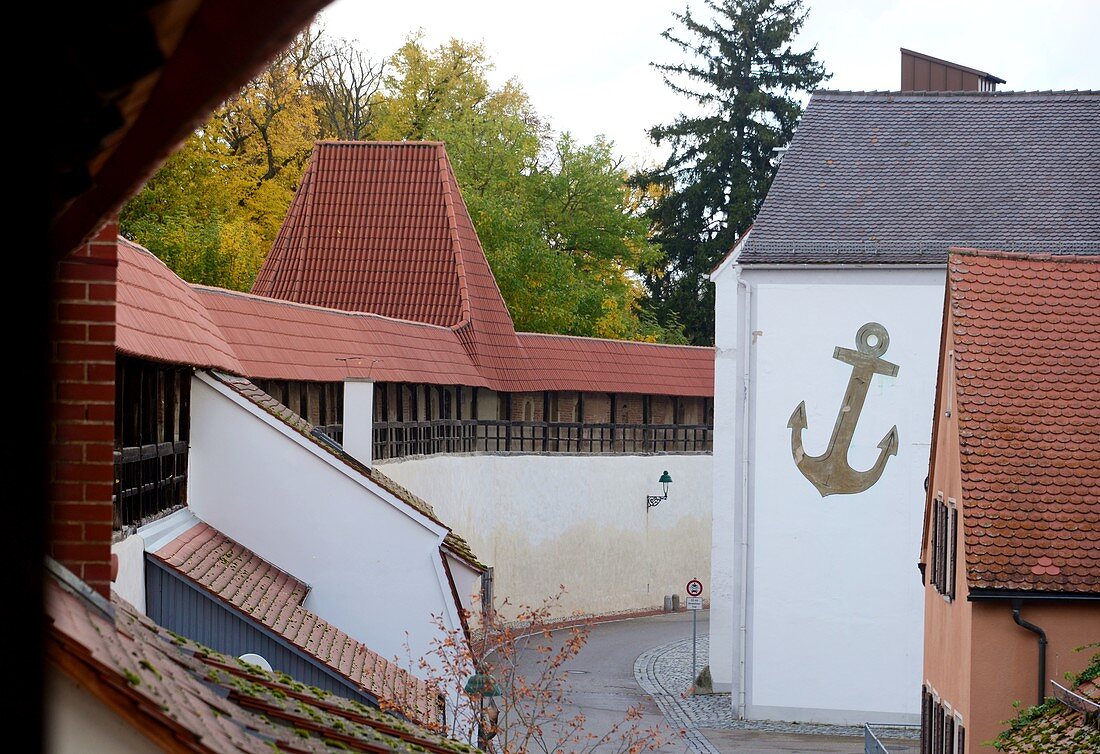 Stadtmauer, Altstadt von Nördlingen, Schwaben, Bayern, Deutschland