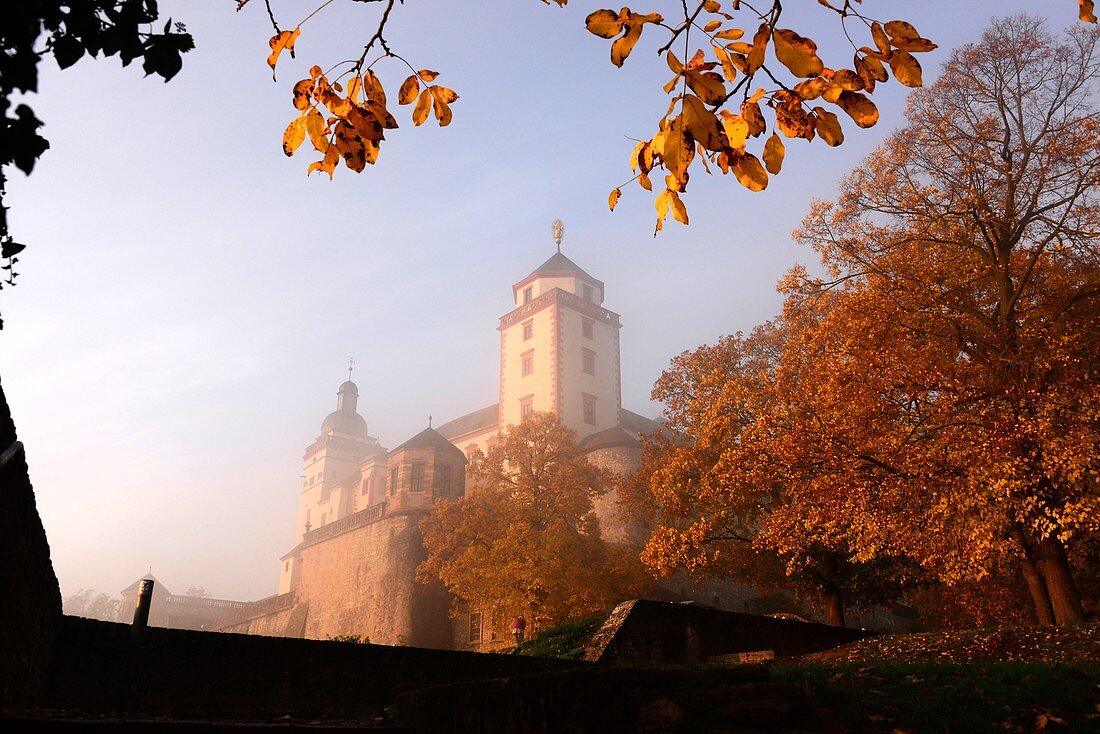 Blick zur Festung Marienberg, Würzburg, Unter-Franken, Bayern, Deutschland