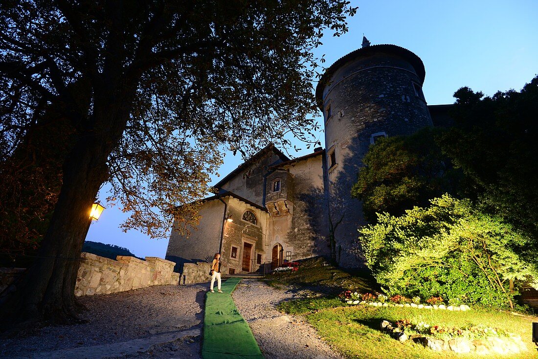 Castle in Lake Toblin, Trentino, Italy