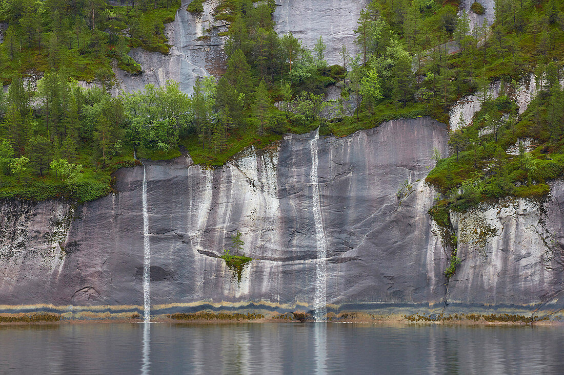 Ufer der Insel Hulloeya im Tysfjorden, Nordland, Norwegen, Europa