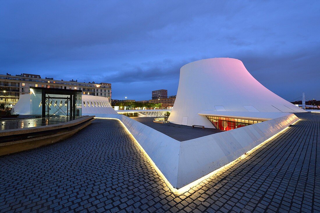 France, Seine Maritime, Le Havre, city rebuilt by Auguste Perret listed as World Heritage by UNESCO, Space Niemeyer, Le Volcan (The Volcano) by architect Oscar Niemeyer, the first cultural center built in France